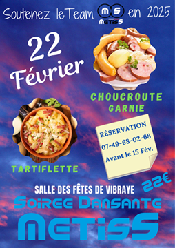 SOIRÉE CHOUCROUTE OU TARTIFLETTE Le 22 fév 2025